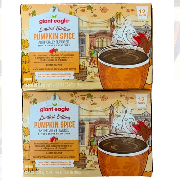 24 PUMPKIN SPICE Single Serve Brew K Cup Coffee Giant Eagle Light Roast Arabica - Picture 1 of 3